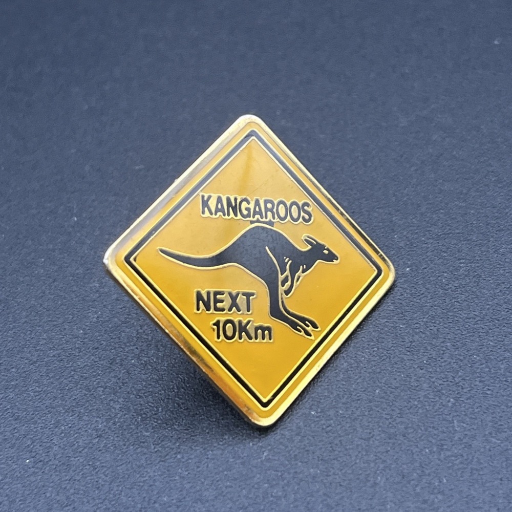 Vintage Australia Country Kangaroos Yield Sign Lapel Hat Pin